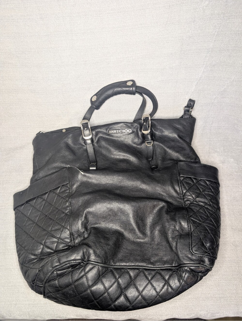 Vintage Jimmy Choo Blare Biker Leather 1 Pocket Tote 1 Rip 2nd Picture